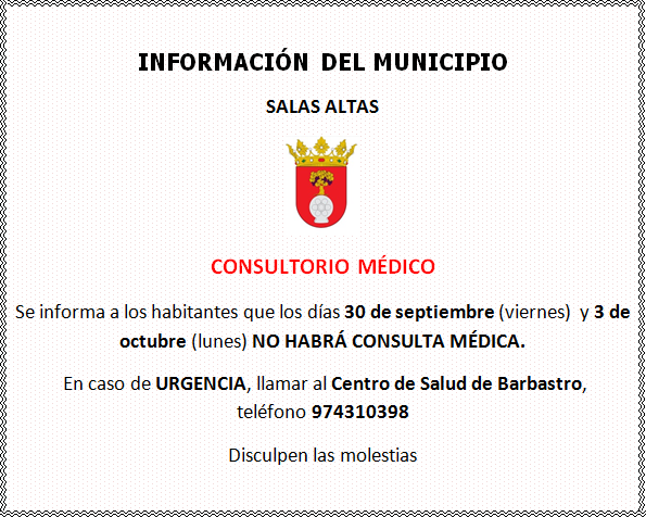 Imagen Horario consultorio médico. IMPORTANTE