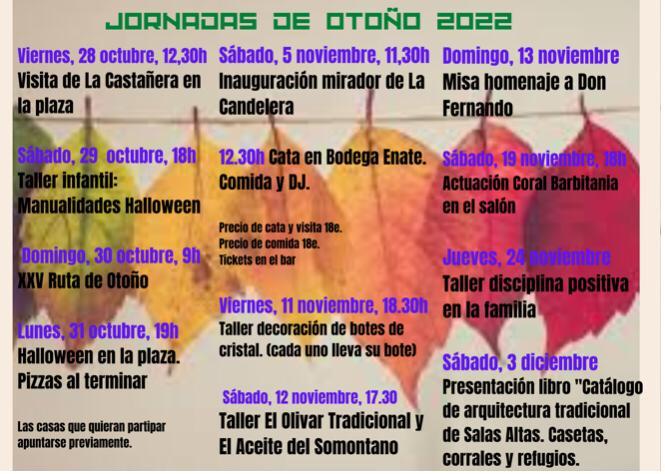 Imagen: Cartel con el programa de las Jornadas Culturales de Otoño en Salas Altas