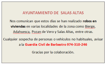 Imagen Anuncio. Aviso de robos en la zona