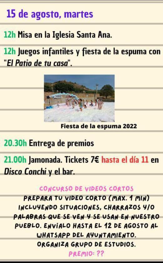 Imagen: Programa de las Fiestas de Verano de Salas Altas 2023 día 15 de agosto de 2023. 