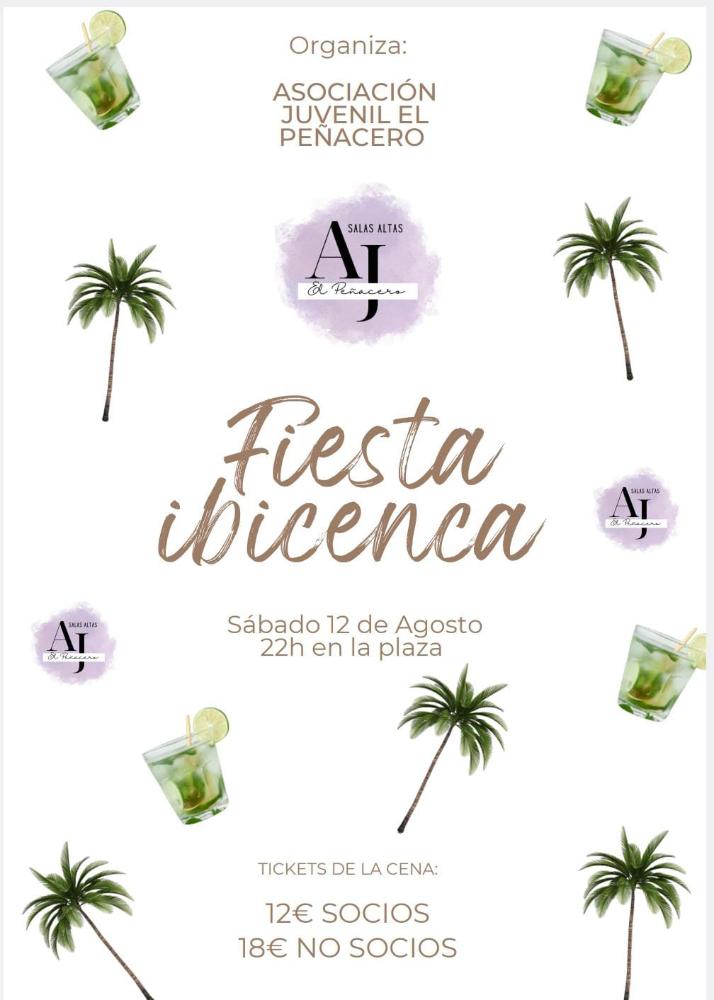 Imagen: Cartel de la Fiesta Ibicenca de las Fiestas de Verano de Salas Altas 2023 prevista para el sábado 12 de agosto a las 22h en La Plaza. 