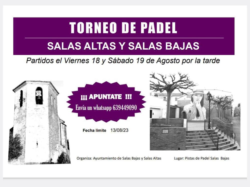 Imagen Torneo de padel Salas Altas-Salas Bajas los días 18 y 19