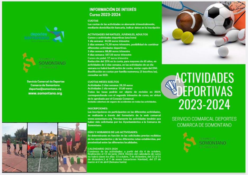 Imagen: Programación Actividades Deportivas 2023-2024-Comarca de Somontano