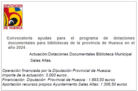 Imagen La Biblioteca Municipal de Salas Altas se beneficia del Programa...