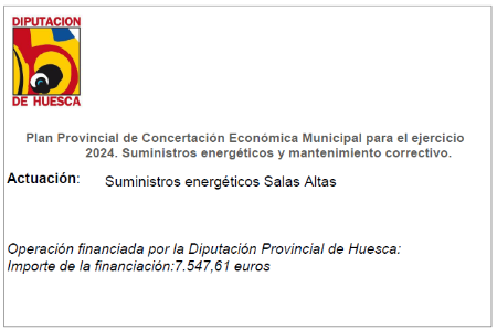 Imagen Salas Altas recibe una subvención en materia de suministros energéticos